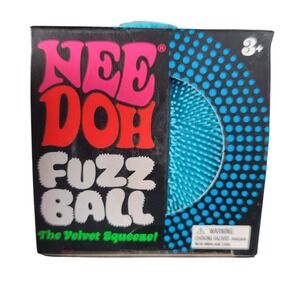 Schylling NeeDoh Fuzz Ball Teal Blue Velvet Squeeze Fidget Toy Stress Ball New